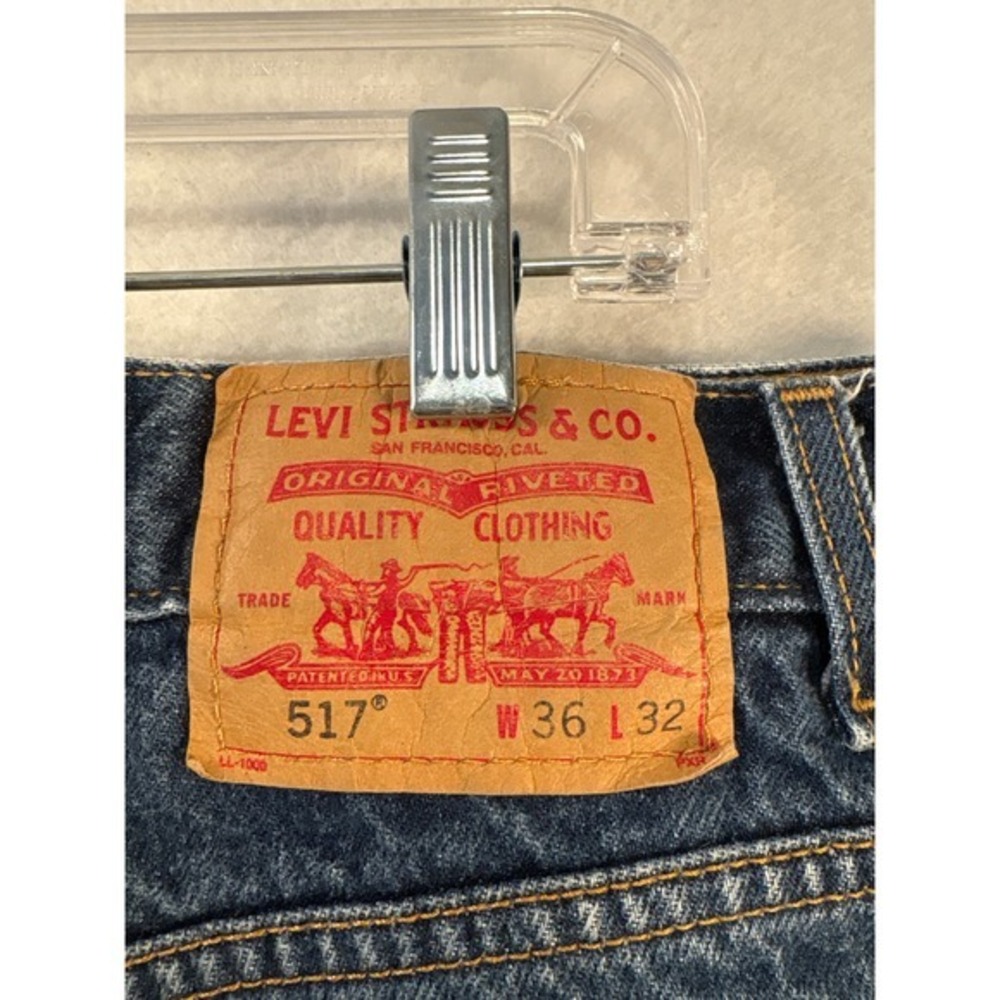 Levi's 517 Boot Cut Jeans Mens W36 L32 Blue Denim Boot Cut #1666 - Picture 7 of 9